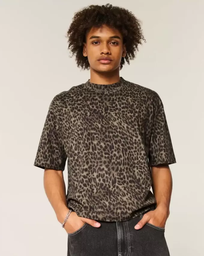 Boxy Crop Heavyweight Leopard Print Crew T-shirt Boxy Crop Heavyweight Leopard Print Crew T-shirt
