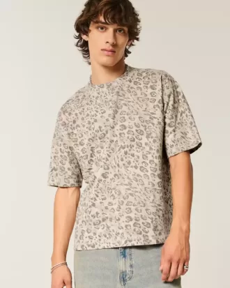 Boxy Crop Heavyweight Leopard Print Crew T-shirt Boxy Crop Heavyweight Leopard Print Crew T-shirt