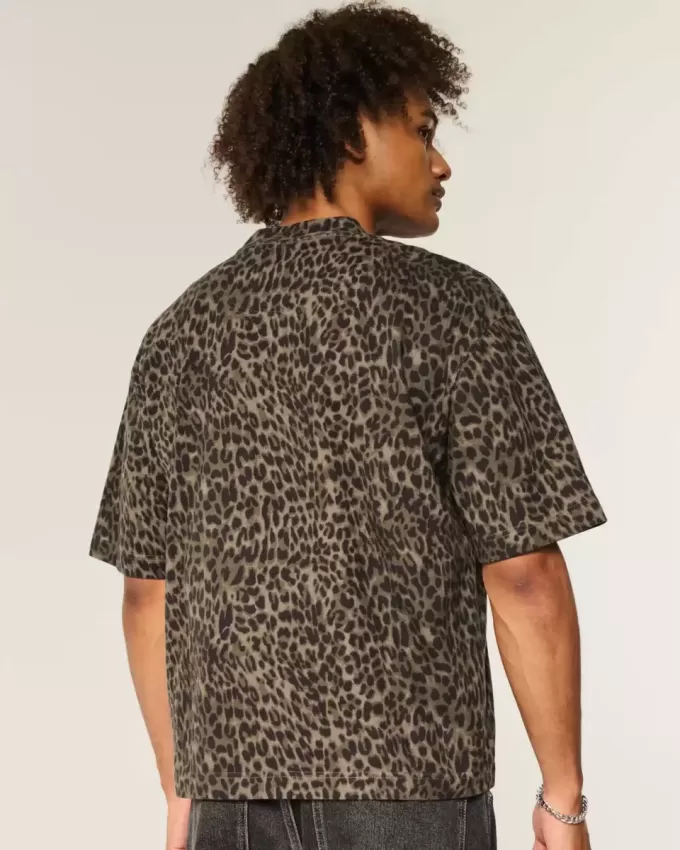 Boxy Crop Heavyweight Leopard Print Crew T-shirt Boxy Crop Heavyweight Leopard Print Crew T-shirt