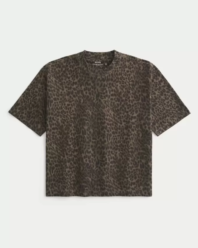 Boxy Crop Heavyweight Leopard Print Crew T-shirt Boxy Crop Heavyweight Leopard Print Crew T-shirt