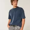 Boxy Crop Heavyweight Washed Crew T-shirt