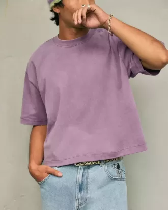 Boxy Crop Heavyweight Washed Crew T-shirt