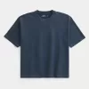Boxy Crop Heavyweight Washed Crew T-shirt