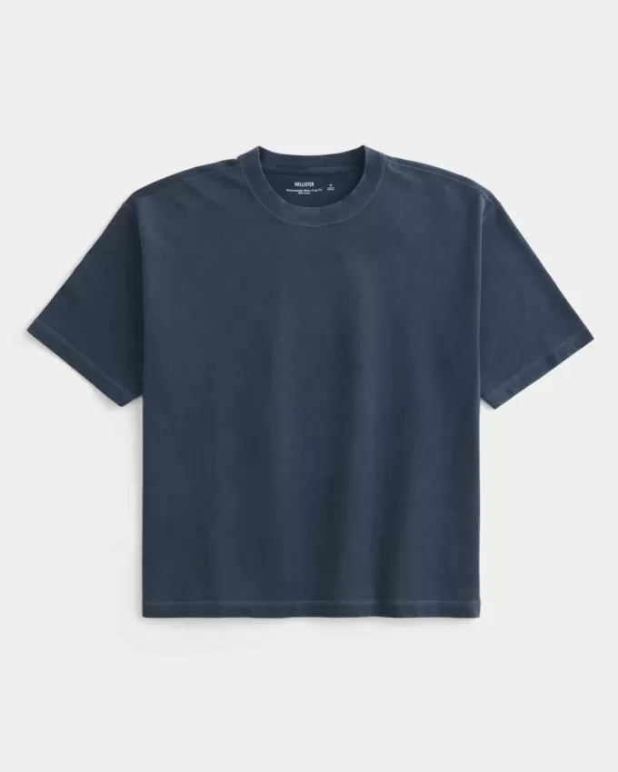 Boxy Crop Heavyweight Washed Crew T-shirt