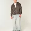 Boxy Flame Graphic Zip-Up Hoodie