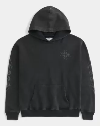 Boxy grafisk hoodie