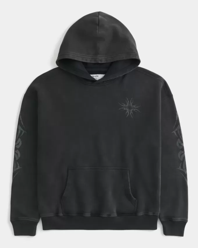 Boxy grafisk hoodie