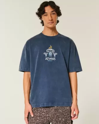 Boxy Heavyweight Athens grafisk t-shirt