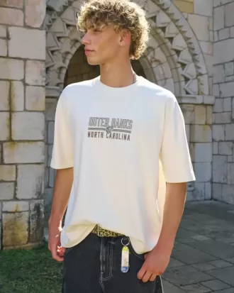 Boxy Heavyweight Outer Banks grafisk t-shirt