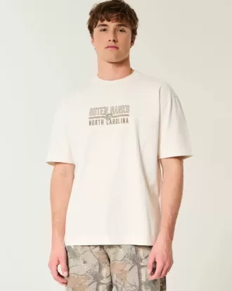 Boxy Heavyweight Outer Banks grafisk t-shirt