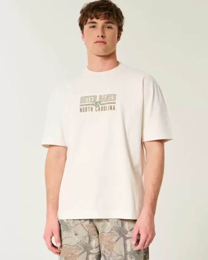 Boxy Heavyweight Outer Banks grafisk t-shirt Boxy Heavyweight Outer Banks grafisk t-shirt