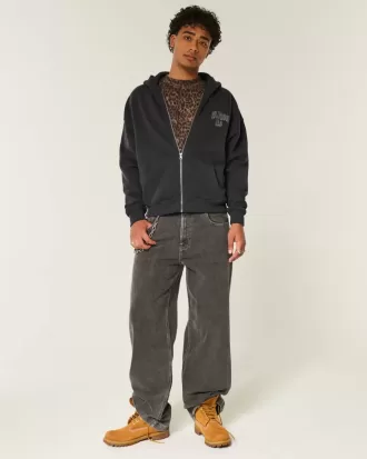 Boxy Hollywood grafisk hoodie med dragkedja