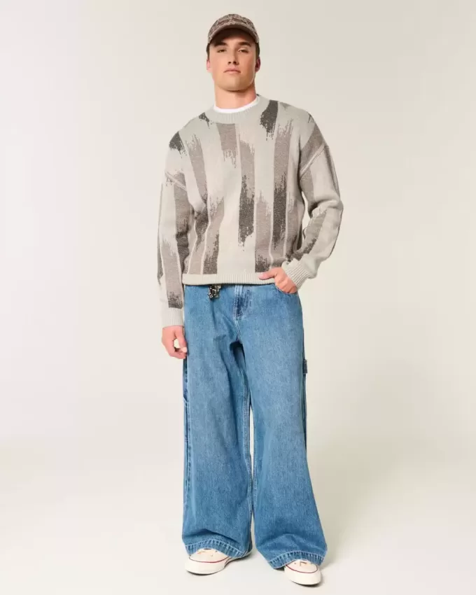 Boxy Pattern Crew Sweater Boxy Pattern Crew Sweater
