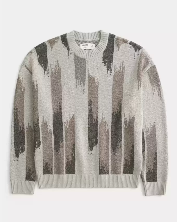 Boxy Pattern Crew Sweater Boxy Pattern Crew Sweater