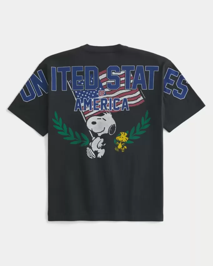 Boxy Snoopy USA grafisk t-shirt Boxy Snoopy USA grafisk t-shirt