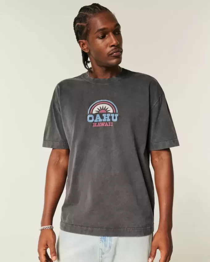 Boxy tungvikts Oahu grafisk t-shirt Boxy tungvikts Oahu grafisk t-shirt