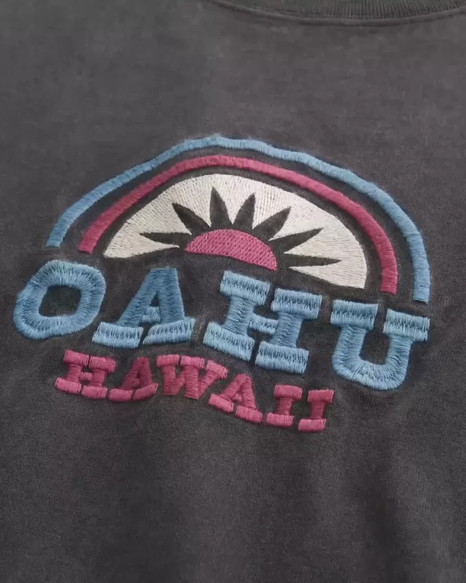 Boxy tungvikts Oahu grafisk t-shirt Boxy tungvikts Oahu grafisk t-shirt