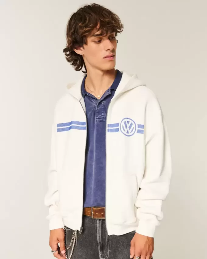 Boxy Volkswagen Racing Graphic Zip-Up Hoodie Boxy Volkswagen Racing Graphic Zip-Up Hoodie