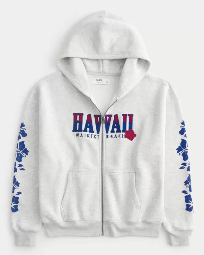 Boxy zip-Up Hawaii grafisk tröja Boxy zip-Up Hawaii grafisk tröja