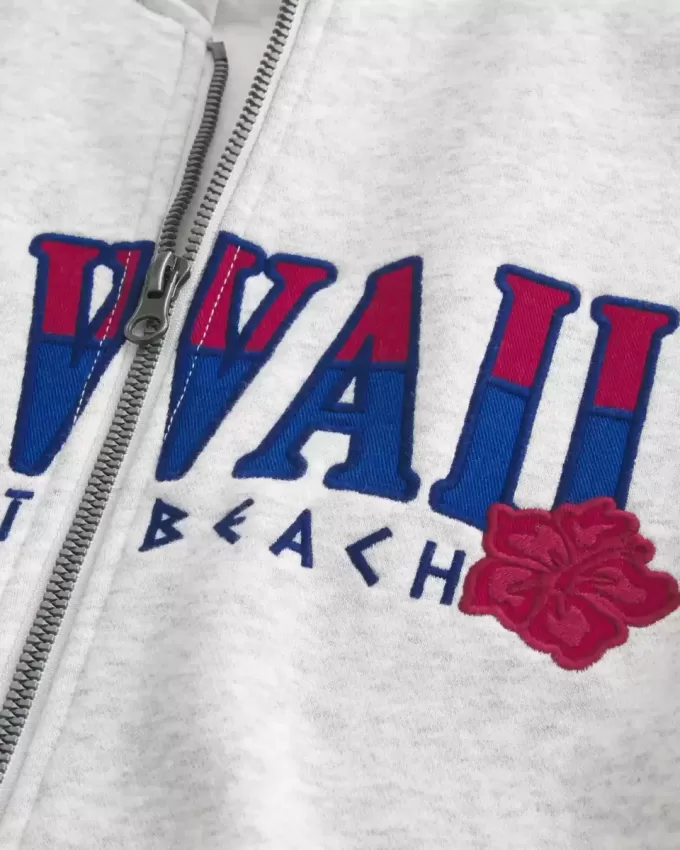 Boxy zip-Up Hawaii grafisk tröja Boxy zip-Up Hawaii grafisk tröja