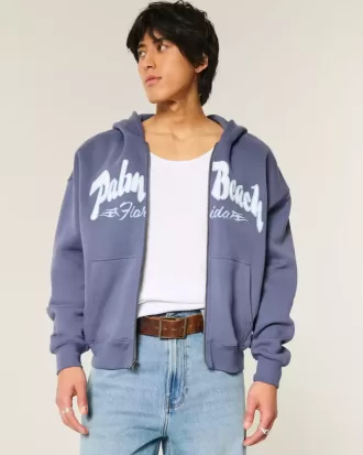 Boxy Zip-Up Palm Beach grafisk tröja