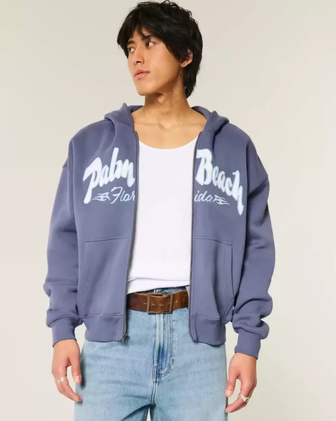 Boxy Zip-Up Palm Beach grafisk tröja Boxy Zip-Up Palm Beach grafisk tröja