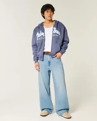 Boxy Zip-Up Palm Beach grafisk tröja
