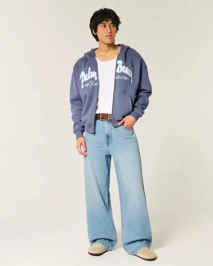 Boxy Zip-Up Palm Beach grafisk tröja Boxy Zip-Up Palm Beach grafisk tröja