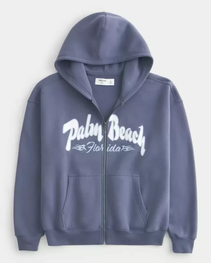 Boxy Zip-Up Palm Beach grafisk tröja Boxy Zip-Up Palm Beach grafisk tröja