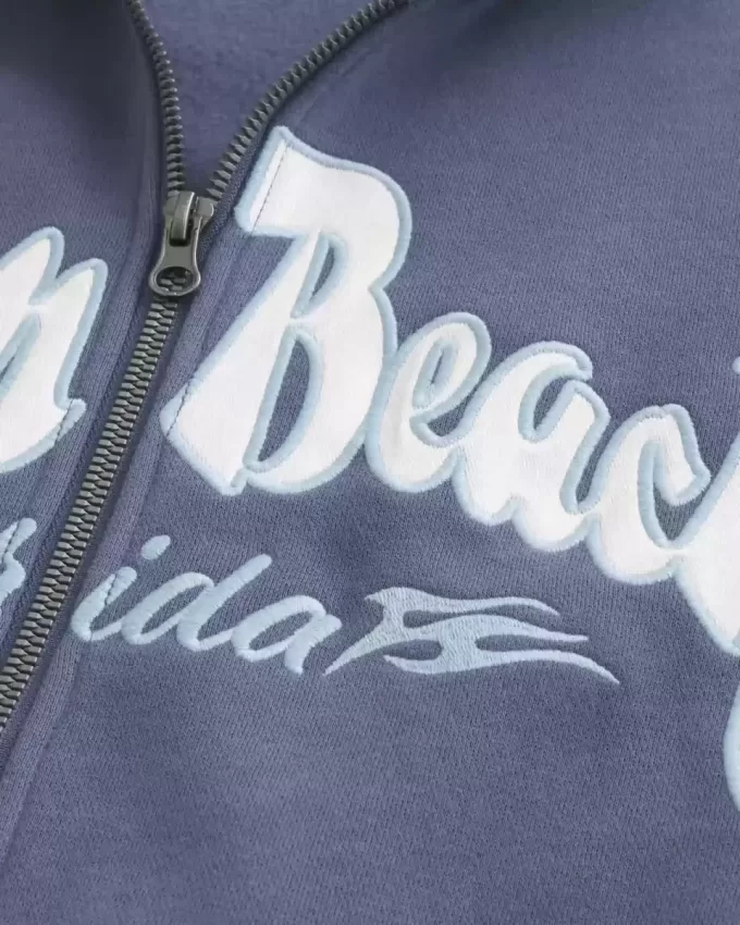Boxy Zip-Up Palm Beach grafisk tröja Boxy Zip-Up Palm Beach grafisk tröja