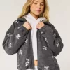 Broderad sherpa fleecejacka