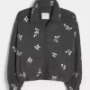 Broderad sherpa fleecejacka