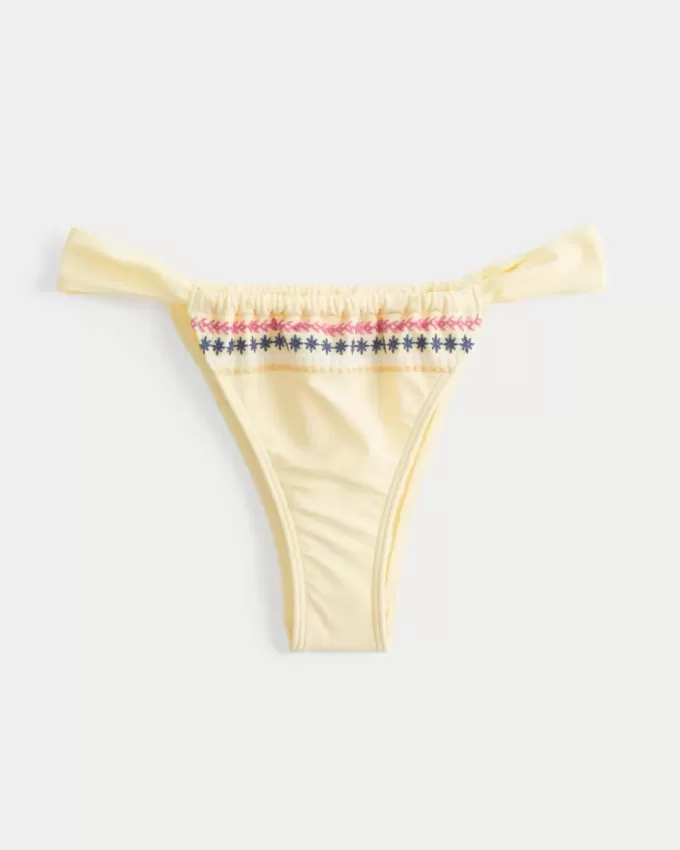 Broderad sidorem med höga ben Fräckaste bikinibotten Broderad sidorem med höga ben Fräckaste bikinibotten