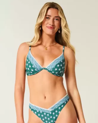 Broderad Stitch Plunge Bikinitopp med bygel