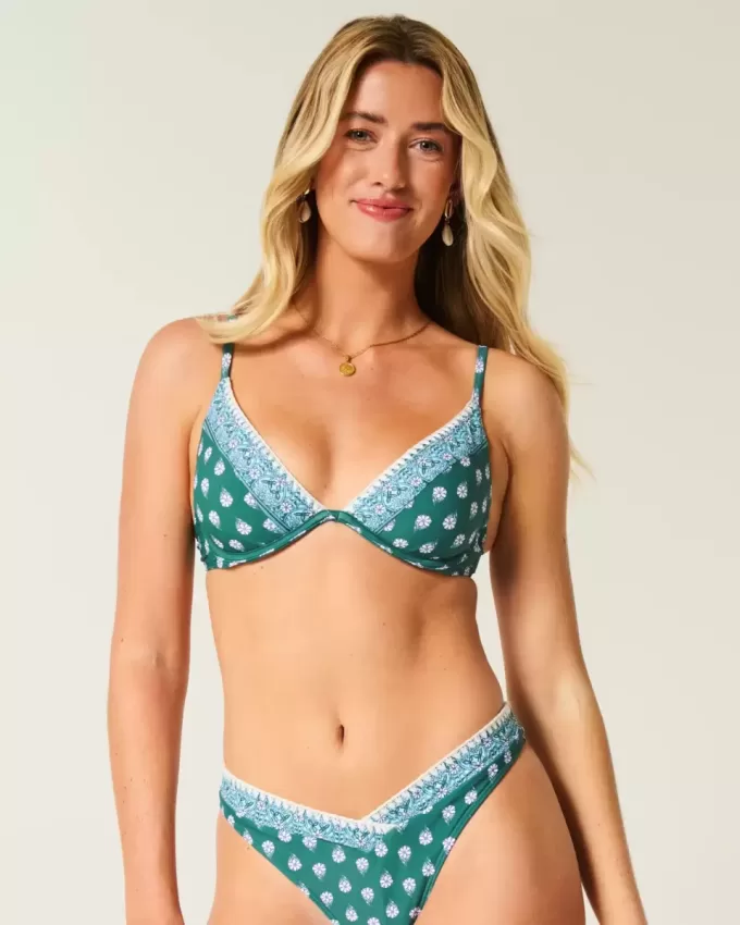 Broderad Stitch Plunge Bikinitopp med bygel Broderad Stitch Plunge Bikinitopp med bygel