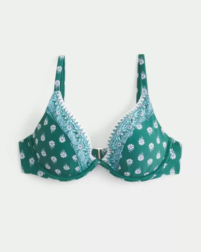 Broderad Stitch Plunge Bikinitopp med bygel Broderad Stitch Plunge Bikinitopp med bygel