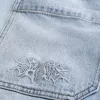 Broderade Light Wash Skater Baggy Jeans Broderade Light Wash Skater Baggy Jeans