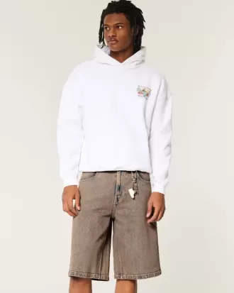 Brown Overdye Super Baggy jeansshorts