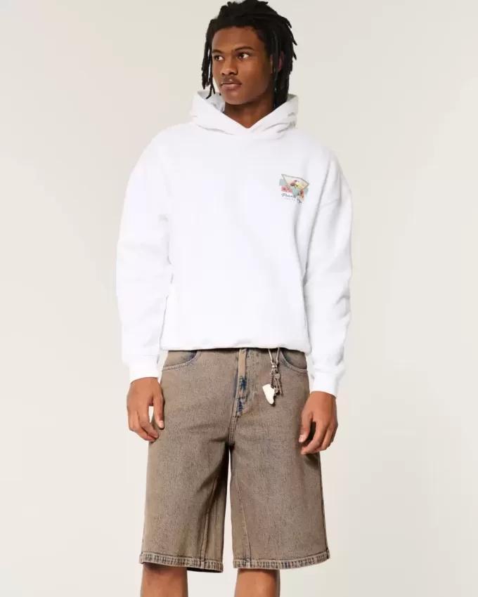 Brown Overdye Super Baggy jeansshorts