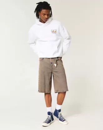 Brown Overdye Super Baggy jeansshorts