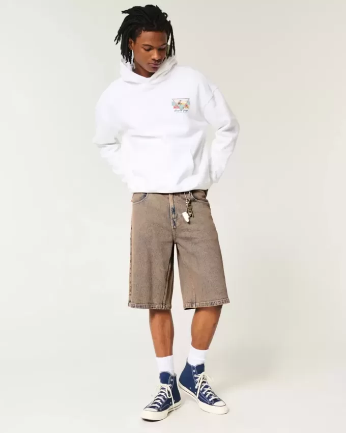 Brown Overdye Super Baggy jeansshorts