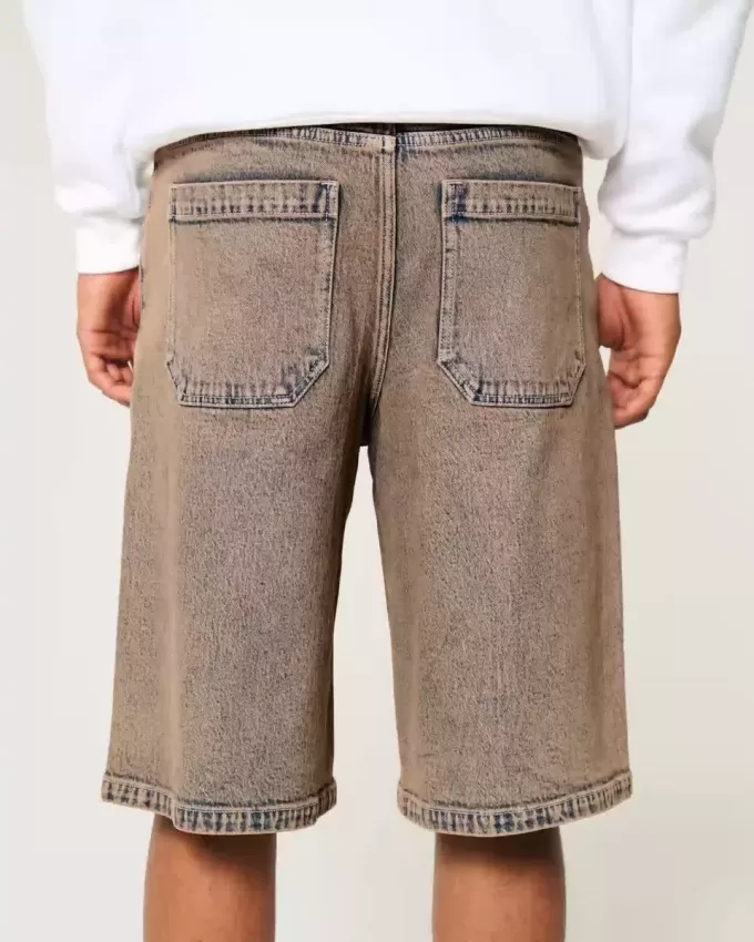 Brown Overdye Super Baggy jeansshorts