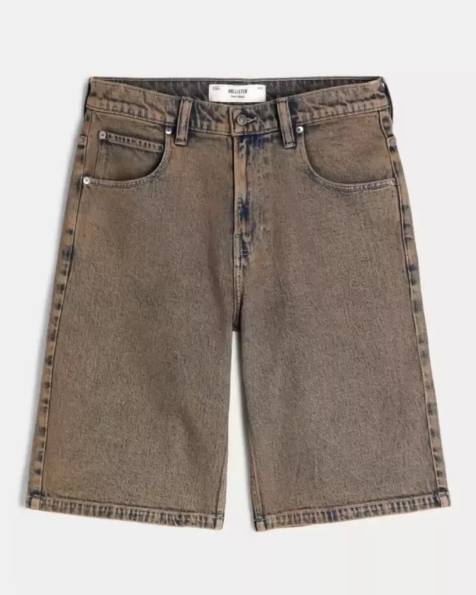 Brown Overdye Super Baggy jeansshorts