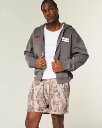 Camo Loose Fleece Shorts på mitten av låret