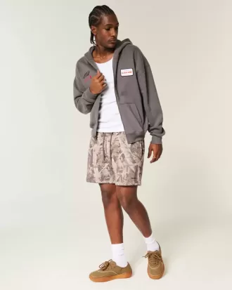 Camo Loose Fleece Shorts på mitten av låret