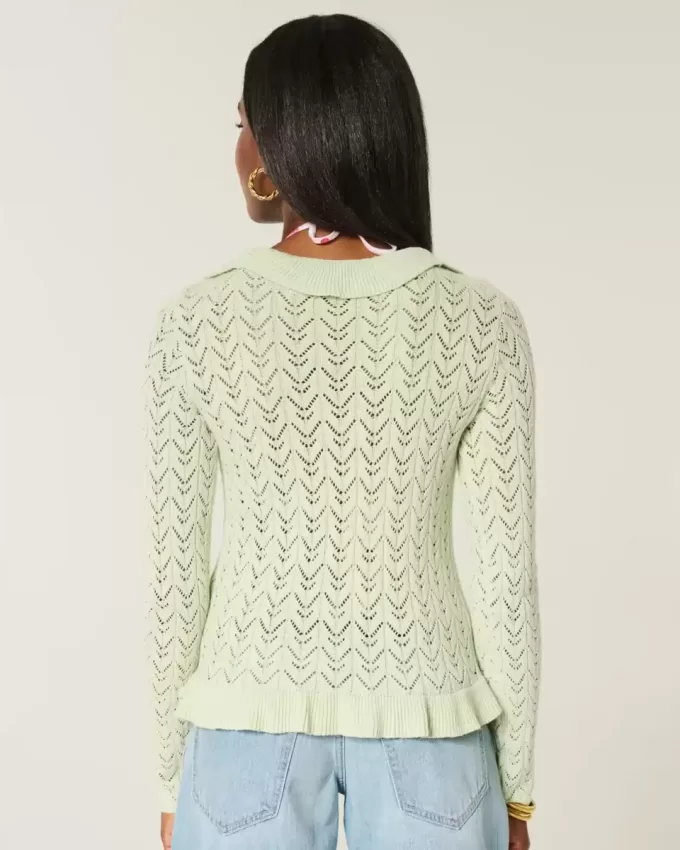 Cardigan med volang med knytband Cardigan med volang med knytband