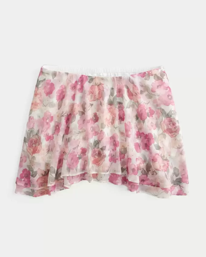 Chiffong asymmetrisk fåll mini kjol Chiffong asymmetrisk fåll mini kjol