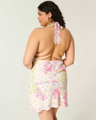 Crepe Halter Dress med öppen rygg
