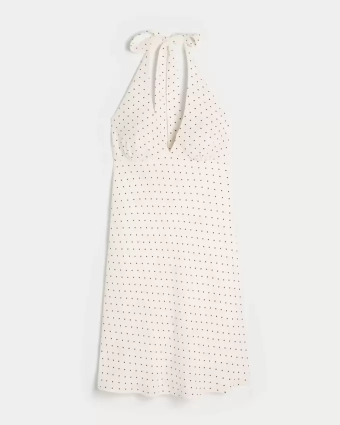 Crepe Halter Dress med öppen rygg