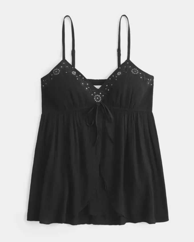 Crinkle Shine Flyaway Babydoll Top Crinkle Shine Flyaway Babydoll Top